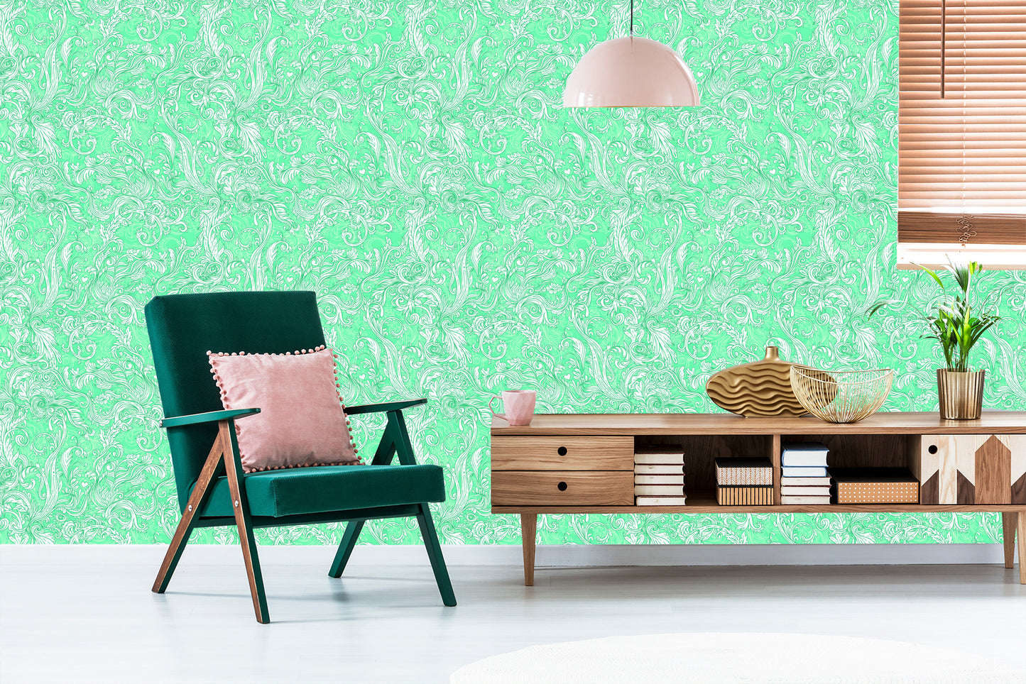 Wallpaper Turquoise - A Pattern In The Baroque Style