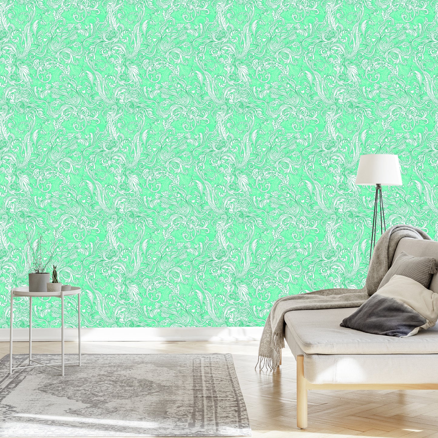 Wallpaper Turquoise - A Pattern In The Baroque Style