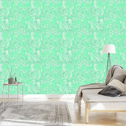 Wallpaper Turquoise - A Pattern In The Baroque Style