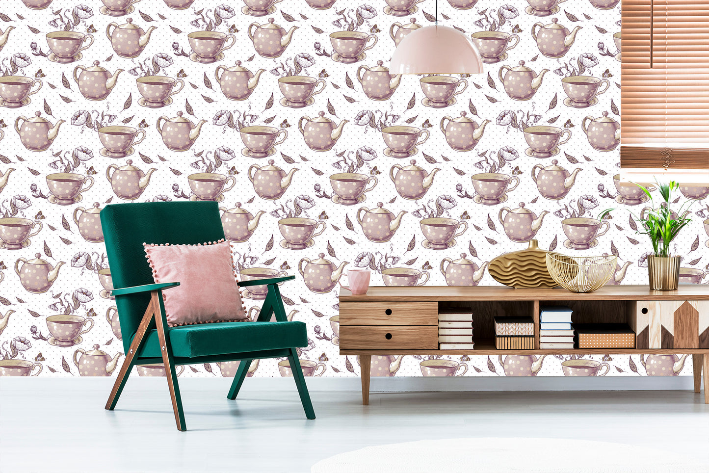 Wallpaper For The Kitchen - Vintage Tea Set