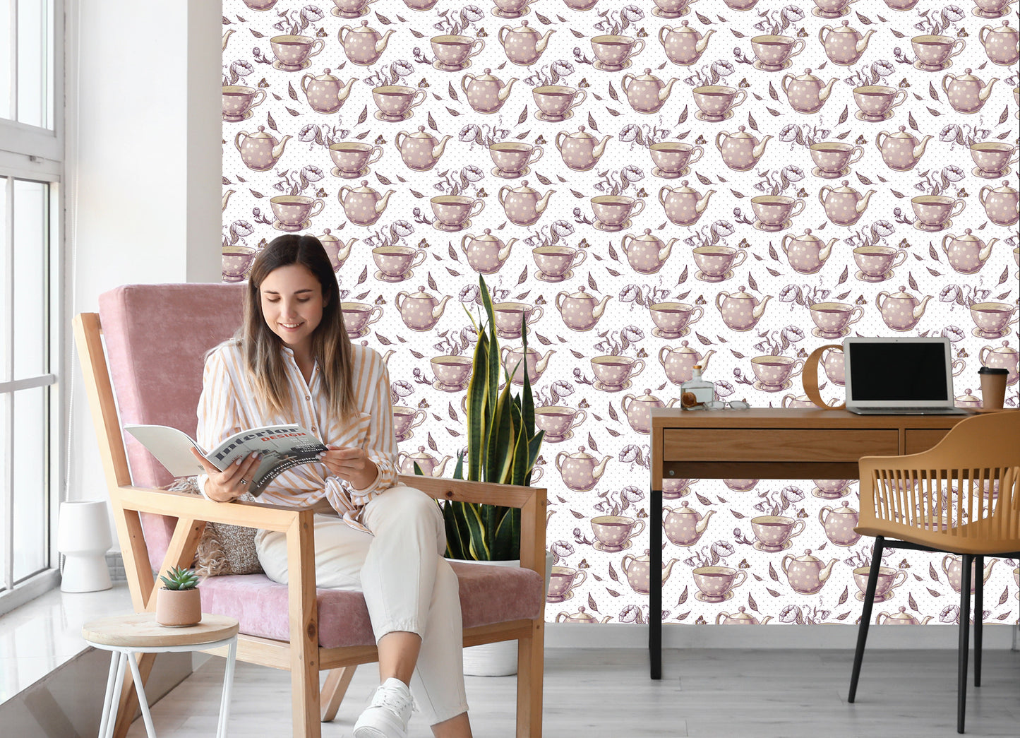 Wallpaper For The Kitchen - Vintage Tea Set