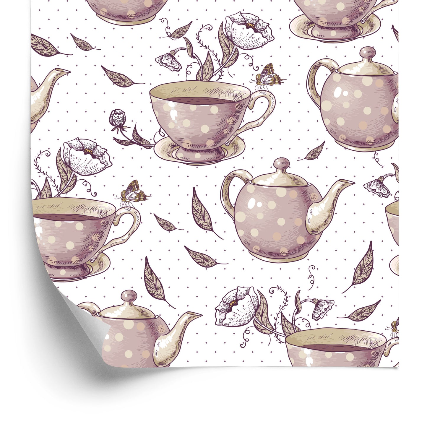 Wallpaper For The Kitchen - Vintage Tea Set