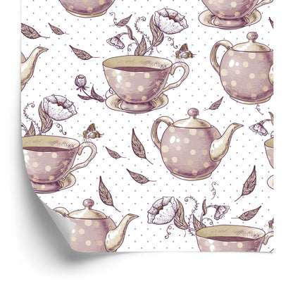 Wallpaper For The Kitchen - Vintage Tea Set
