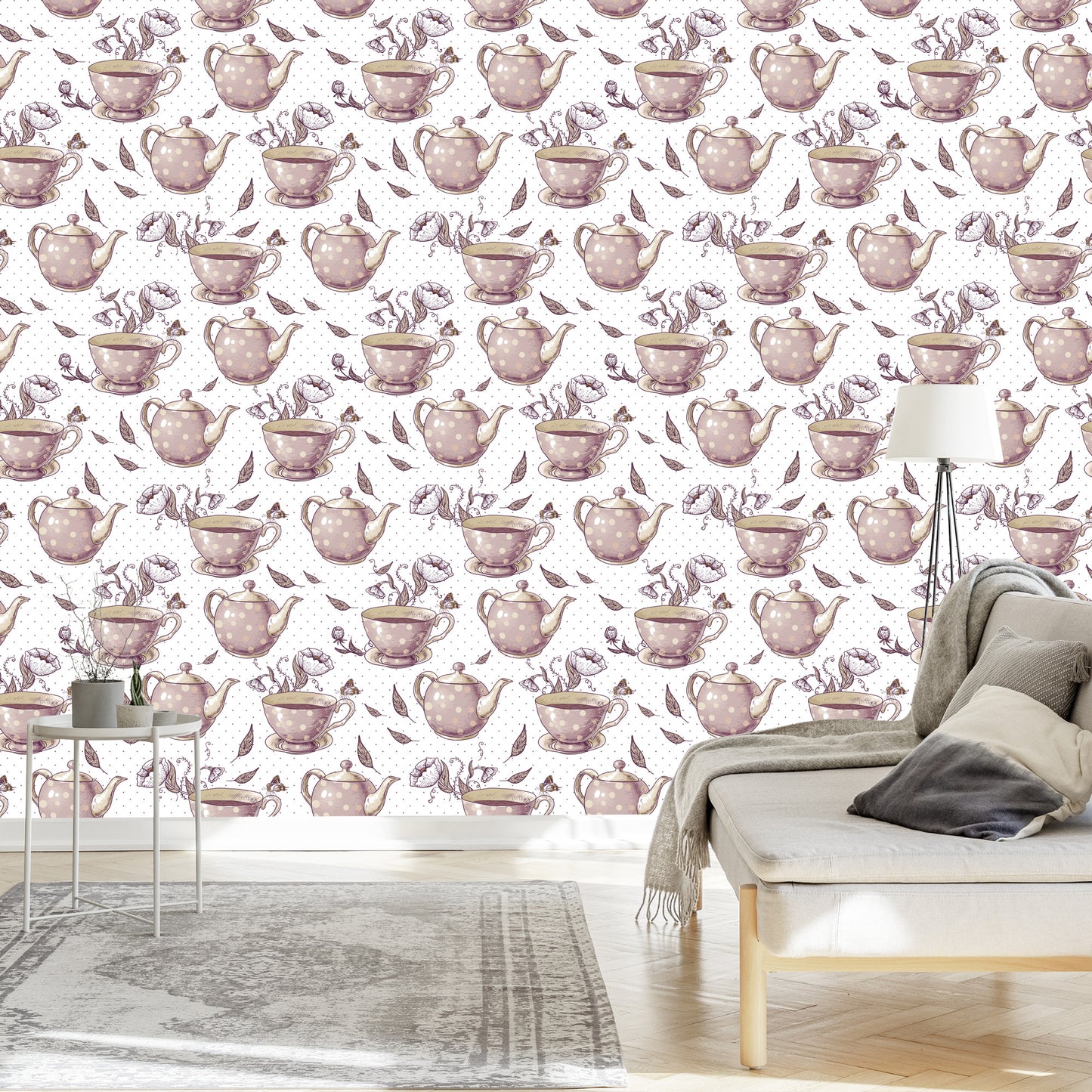 Wallpaper For The Kitchen - Vintage Tea Set