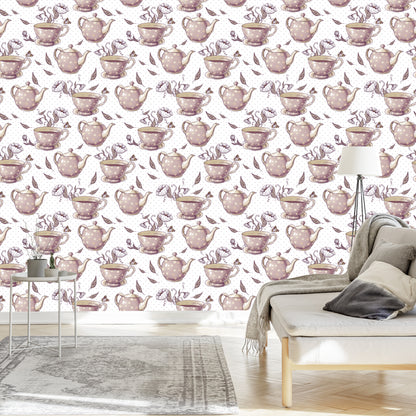 Wallpaper For The Kitchen - Vintage Tea Set