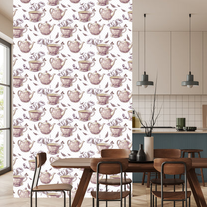 Wallpaper For The Kitchen - Vintage Tea Set