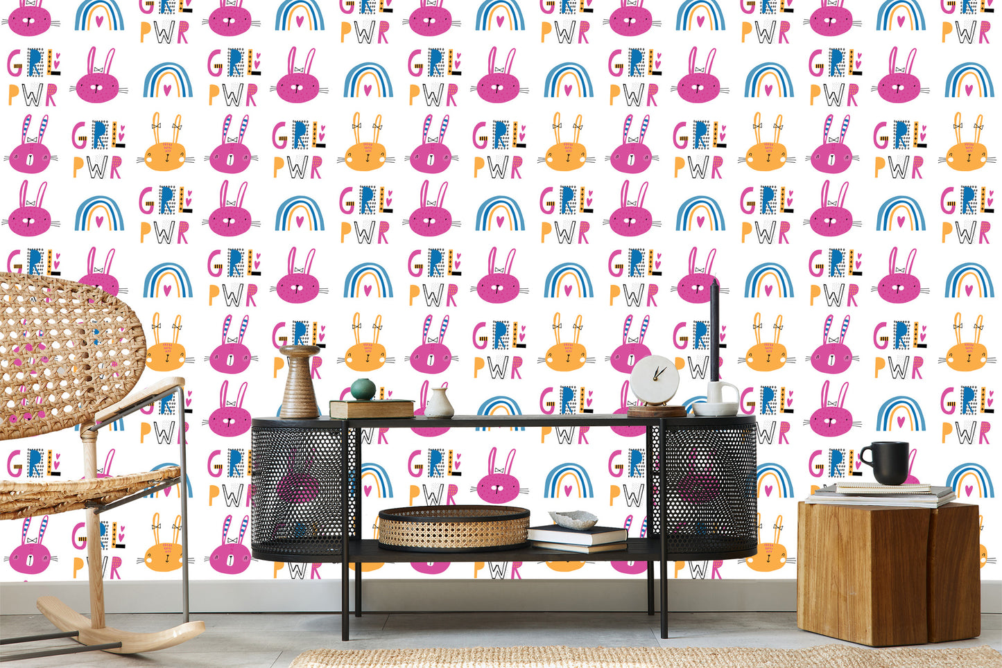 Wallpaper Colorful Rainbow Rabbits