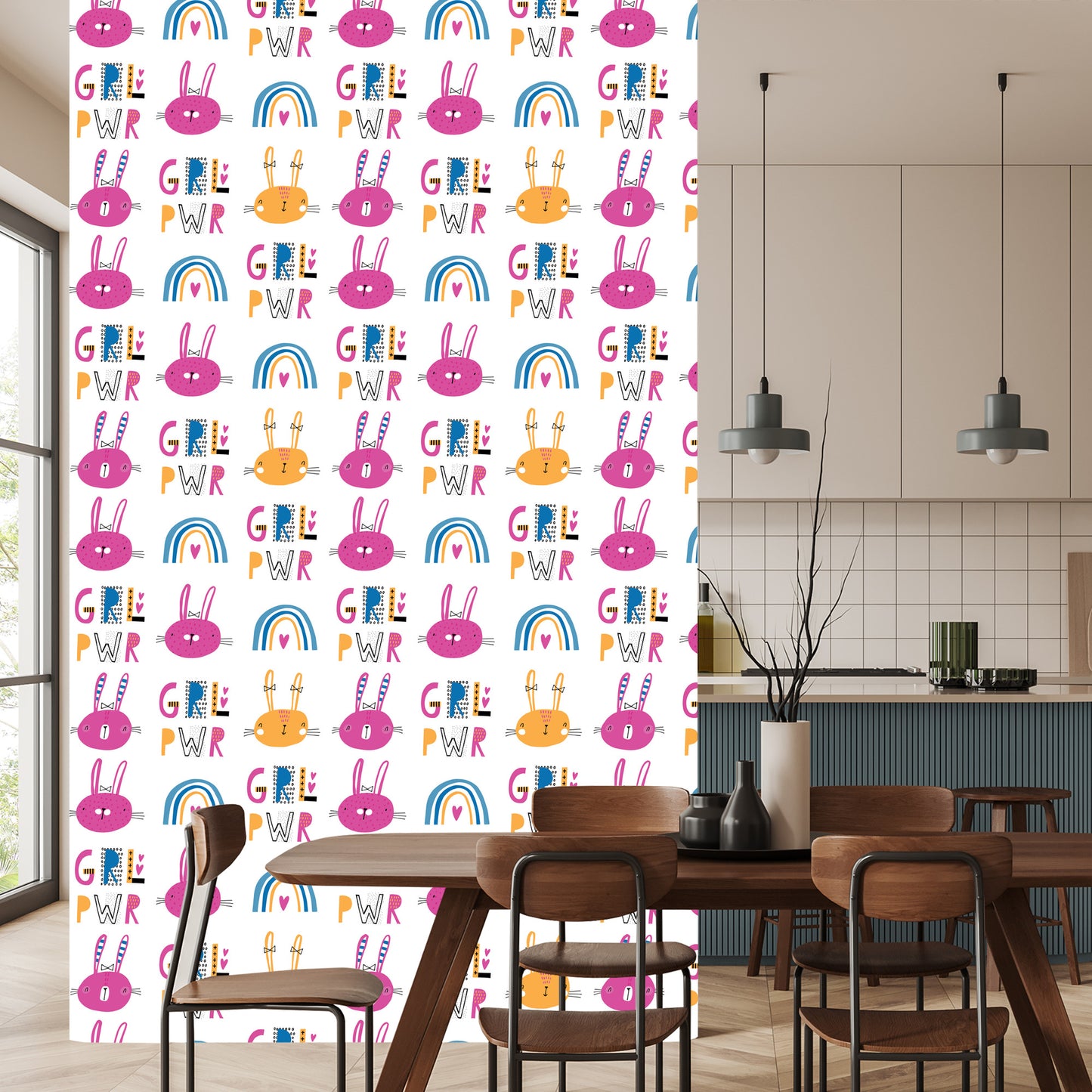 Wallpaper Colorful Rainbow Rabbits