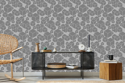 Wallpaper Geometric - Gray Cubes