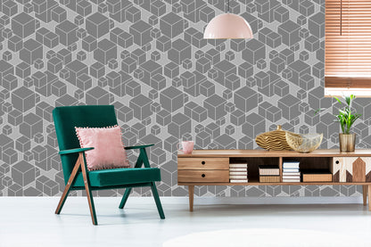 Wallpaper Geometric - Gray Cubes