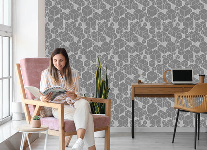 Wallpaper Geometric - Gray Cubes