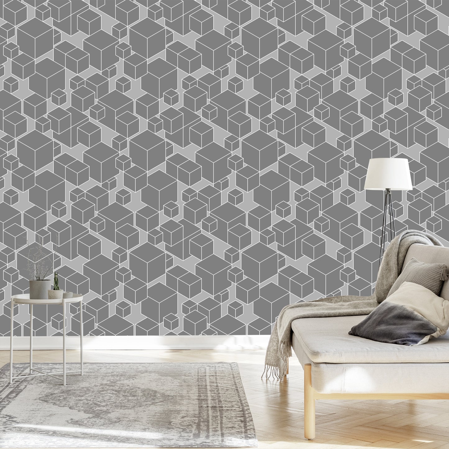 Wallpaper Geometric - Gray Cubes