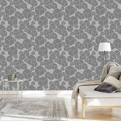Wallpaper Geometric - Gray Cubes