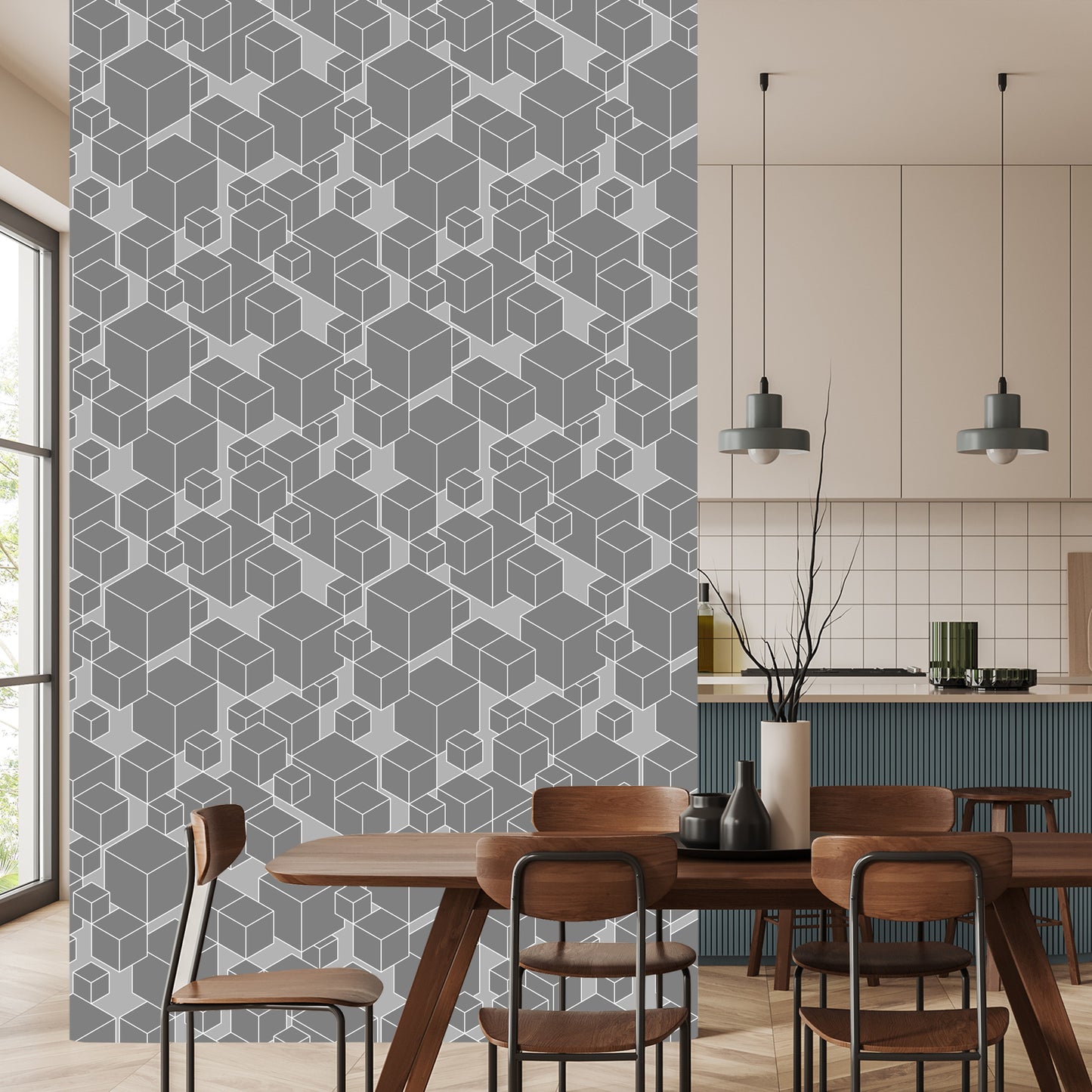 Wallpaper Geometric - Gray Cubes