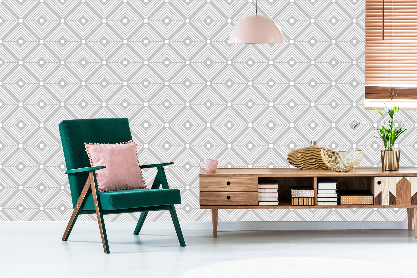 Wallpaper Geometric Patterns In Shades Of Gray