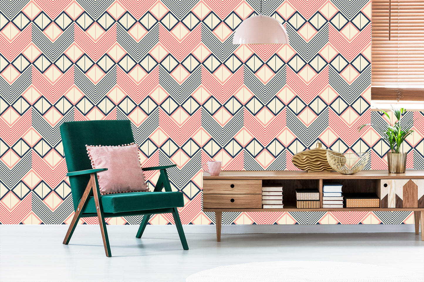 Wallpaper Geometric Patterns In Retro Style
