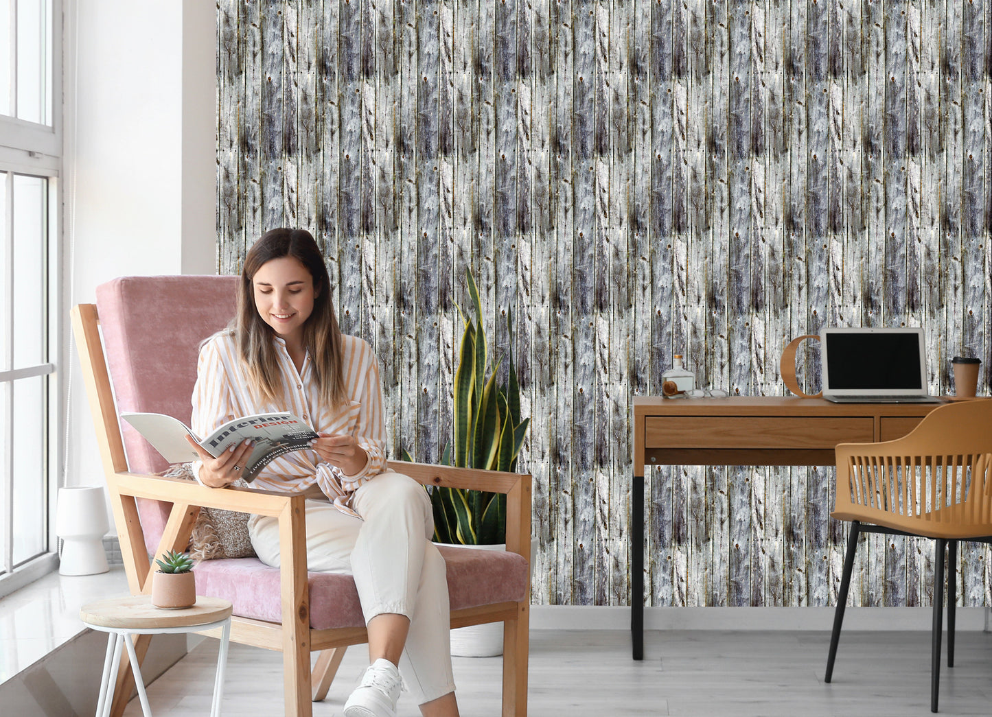 Wallpaper Vertical Wooden Planks