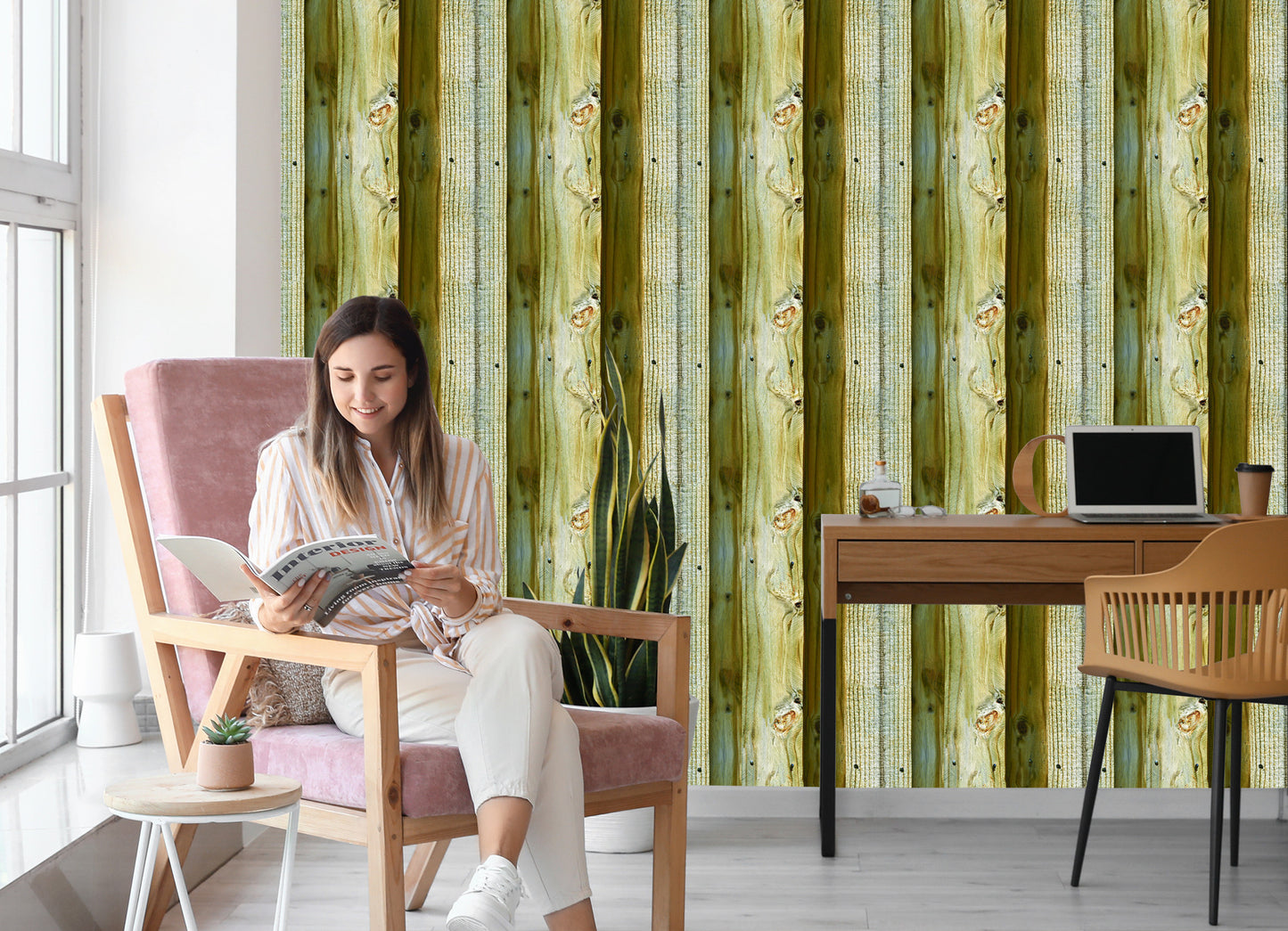 Wallpaper Bright Realistic Wooden Planks