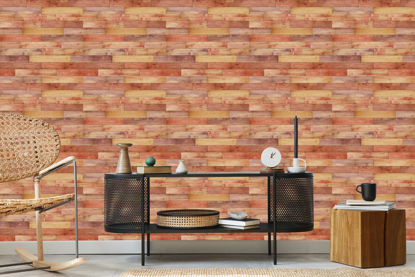 Wallpaper Colorful Horizontal Wooden Planks