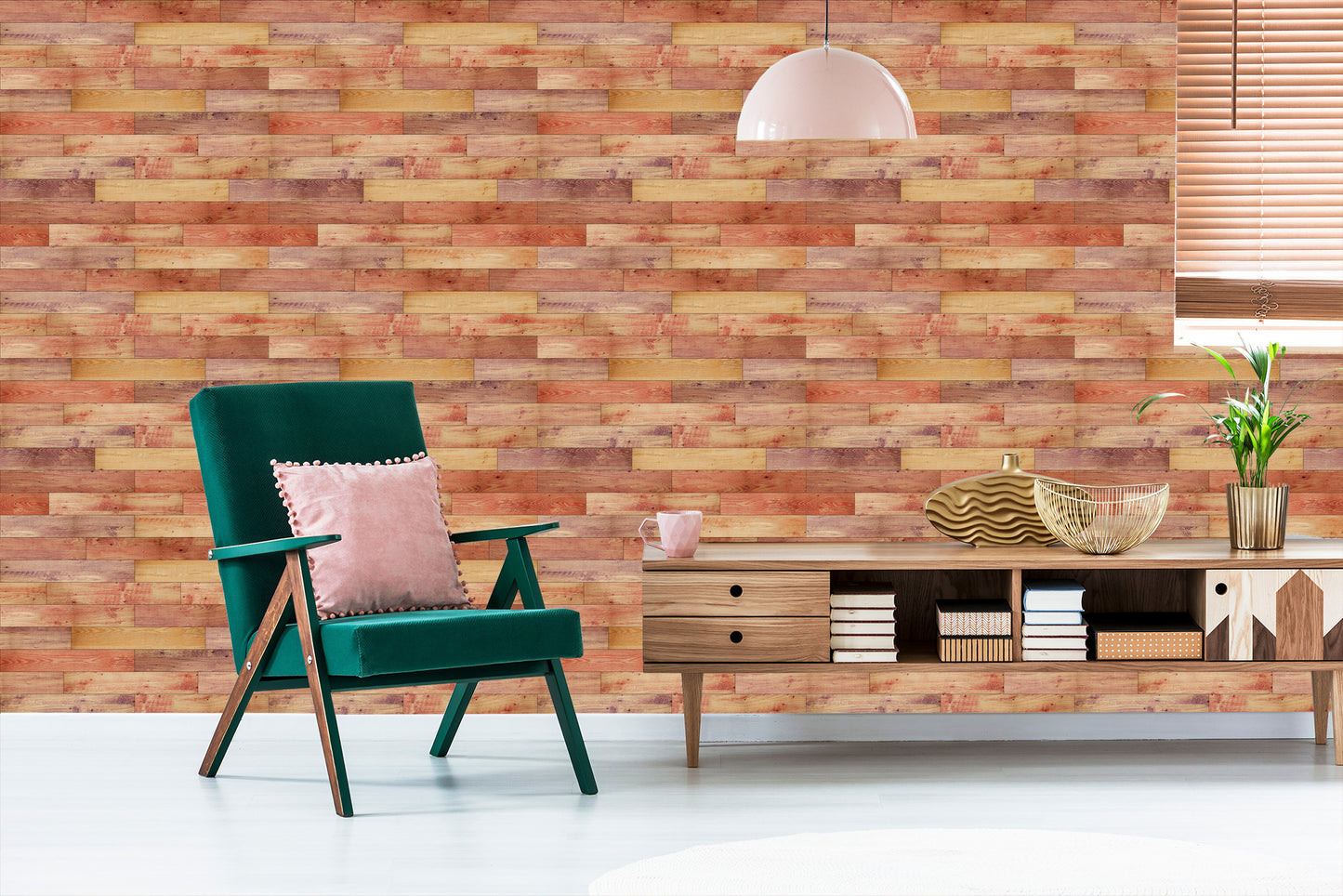 Wallpaper Colorful Horizontal Wooden Planks