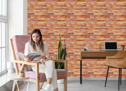 Wallpaper Colorful Horizontal Wooden Planks
