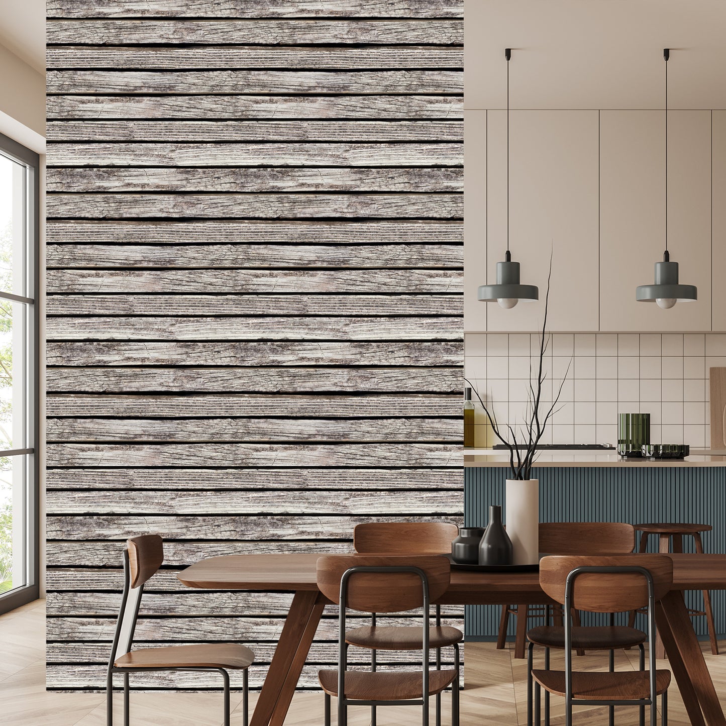 Wallpaper Old Horizontal Wooden Planks