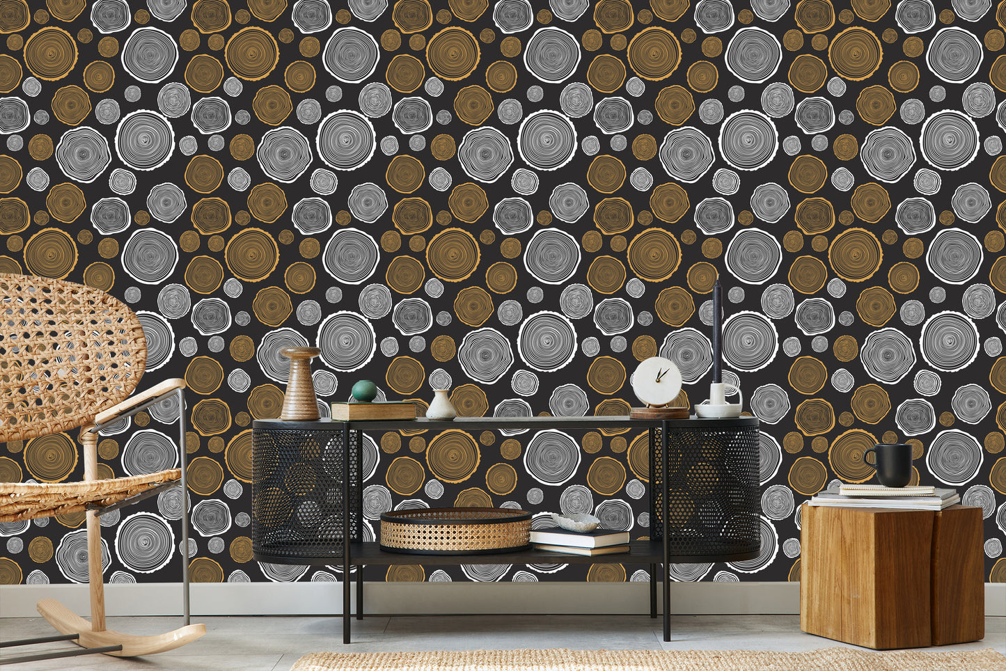 Wallpaper Wooden Circles