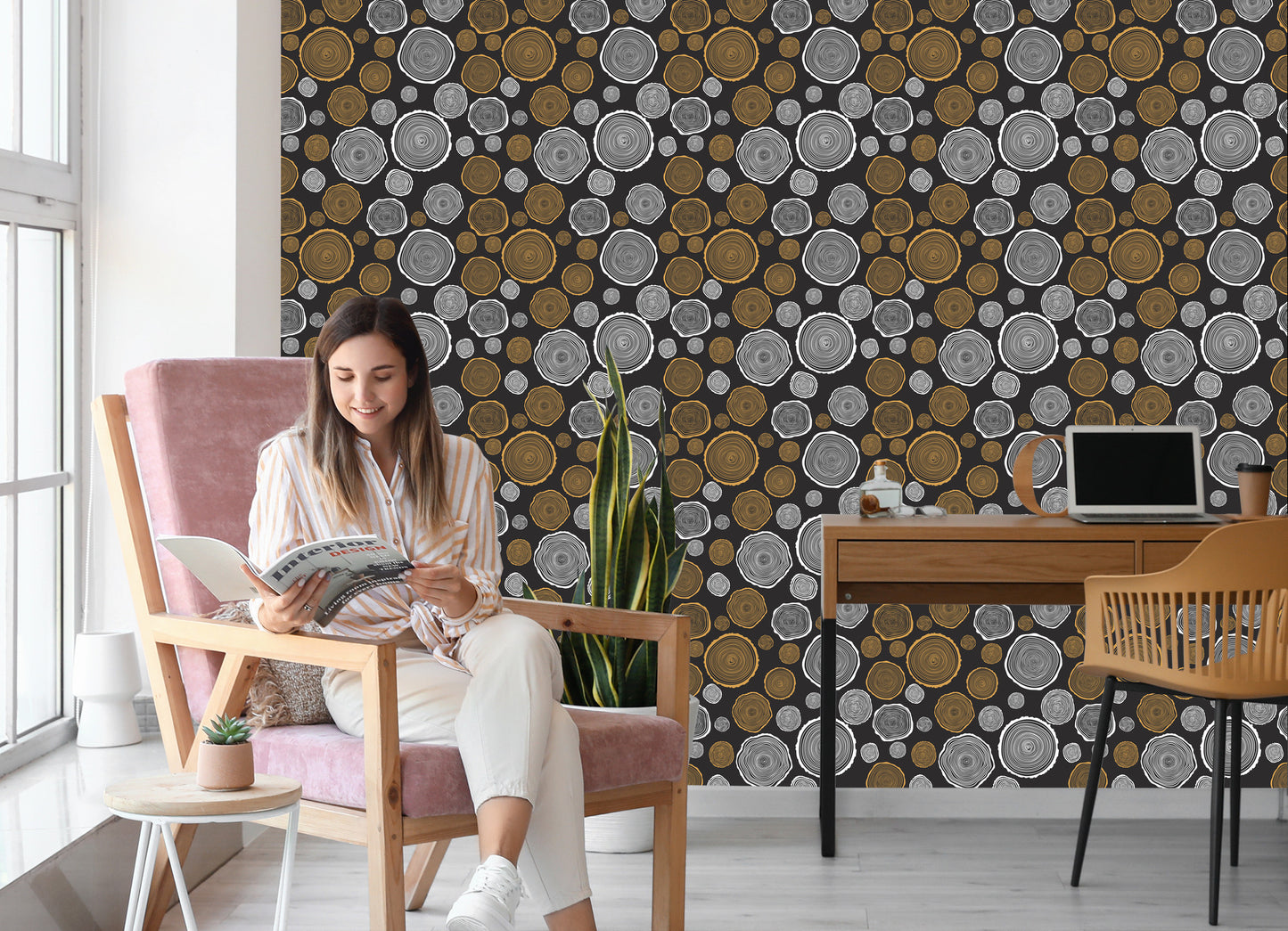 Wallpaper Wooden Circles
