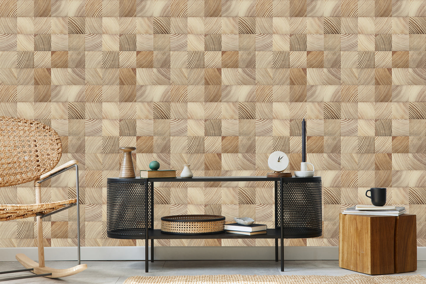 Wallpaper Wooden Mosaic