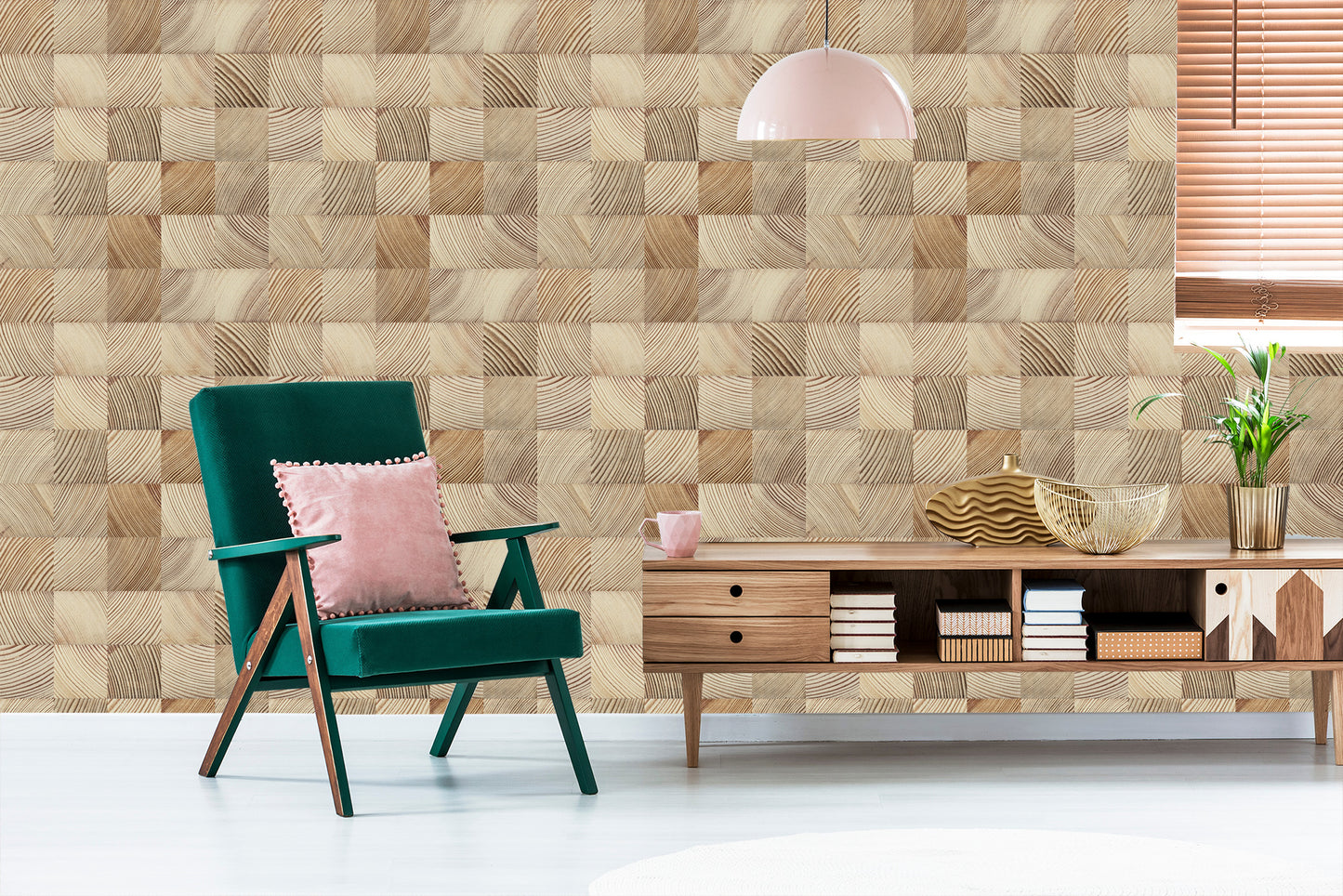 Wallpaper Wooden Mosaic