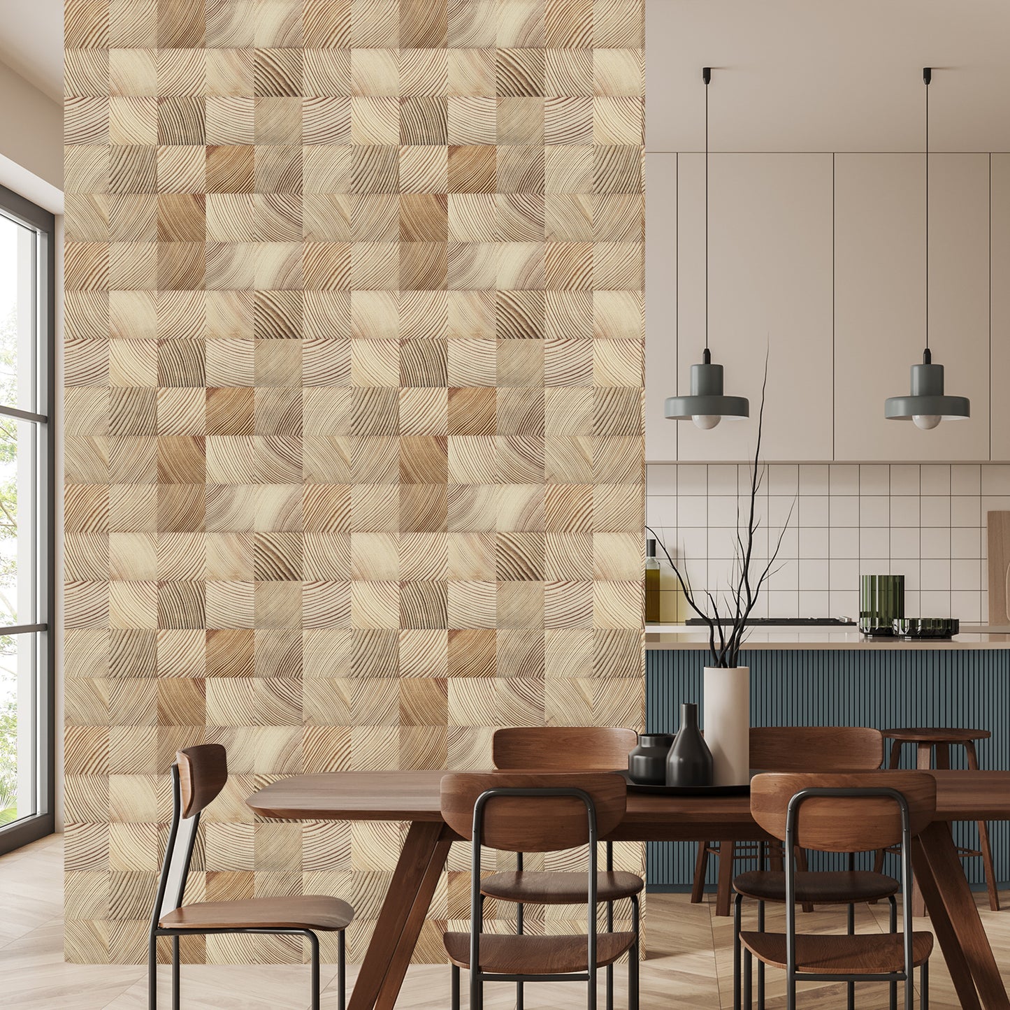 Wallpaper Wooden Mosaic
