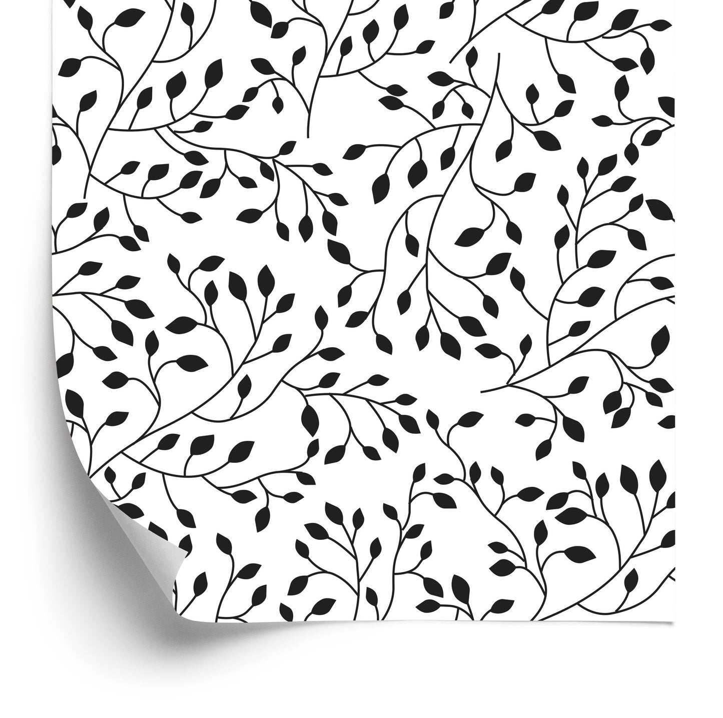Wallpaper Retro - Black Leaves