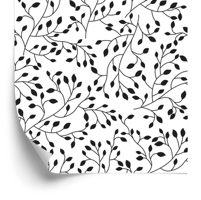 Wallpaper Retro - Black Leaves