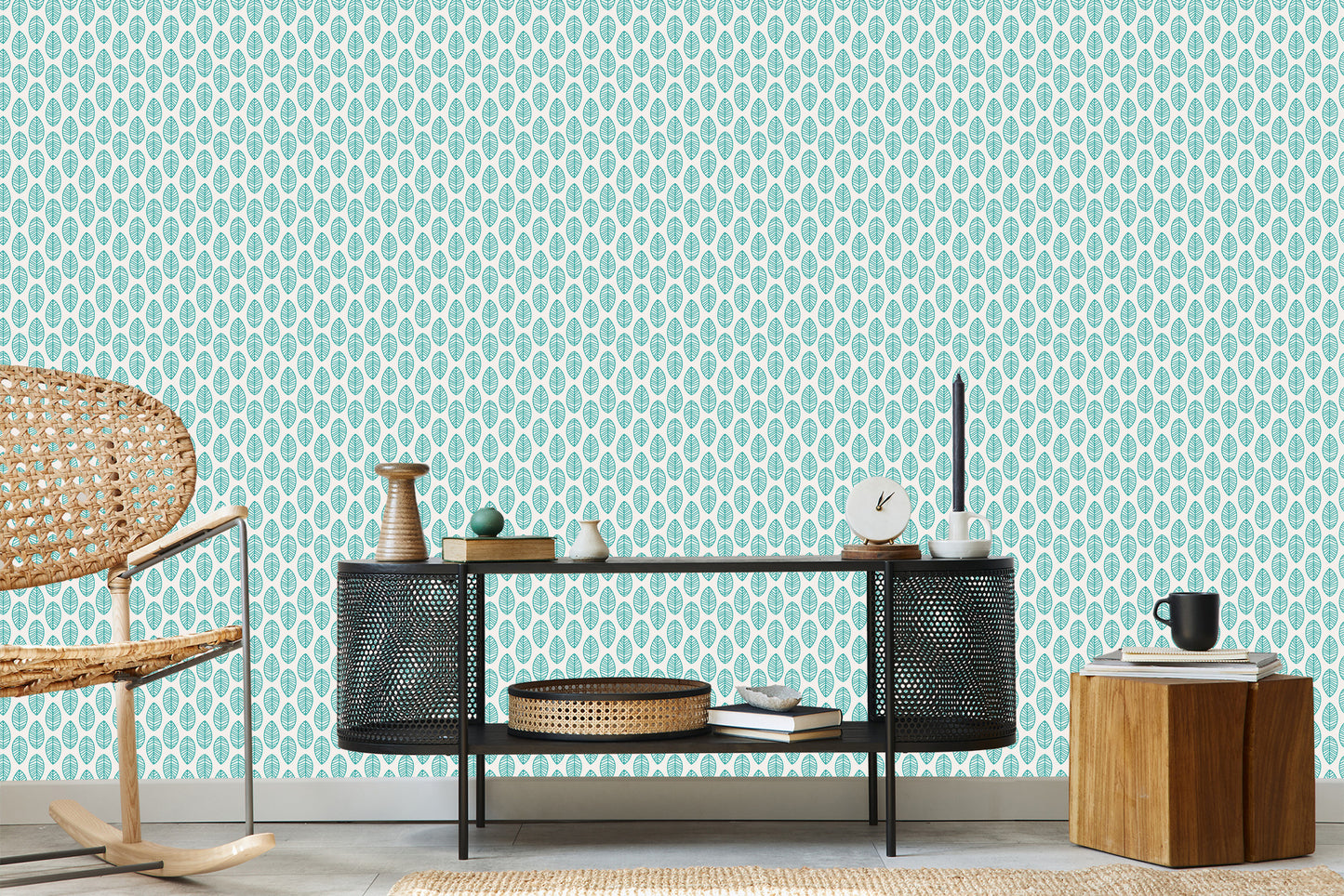 Wallpaper Classic Delicate Leaves In Retro Style