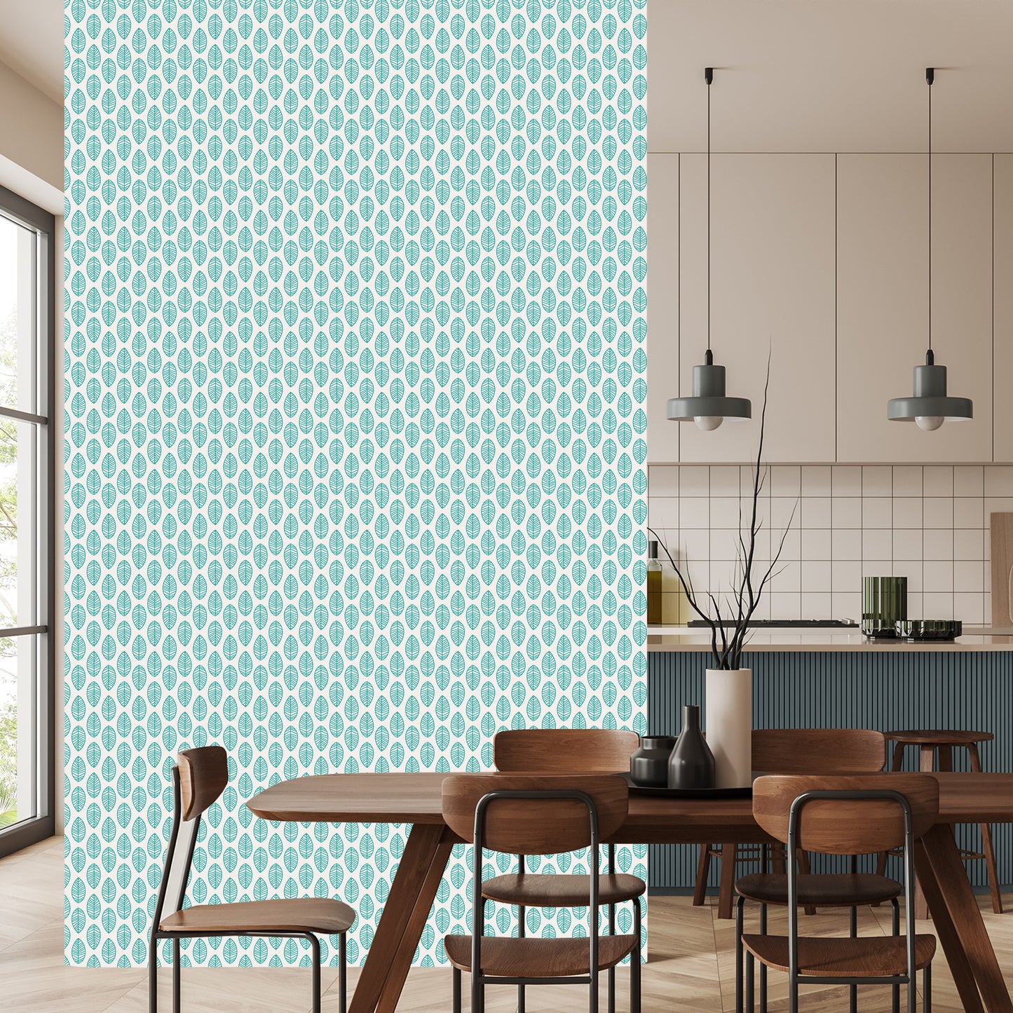 Wallpaper Classic Delicate Leaves In Retro Style