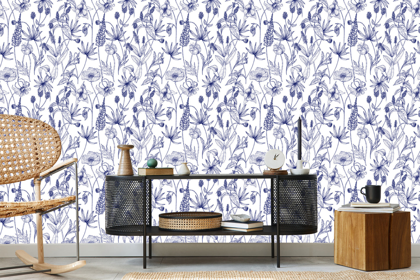 Wallpaper Retro - Hand Drawn Wild Flowers And Herbs