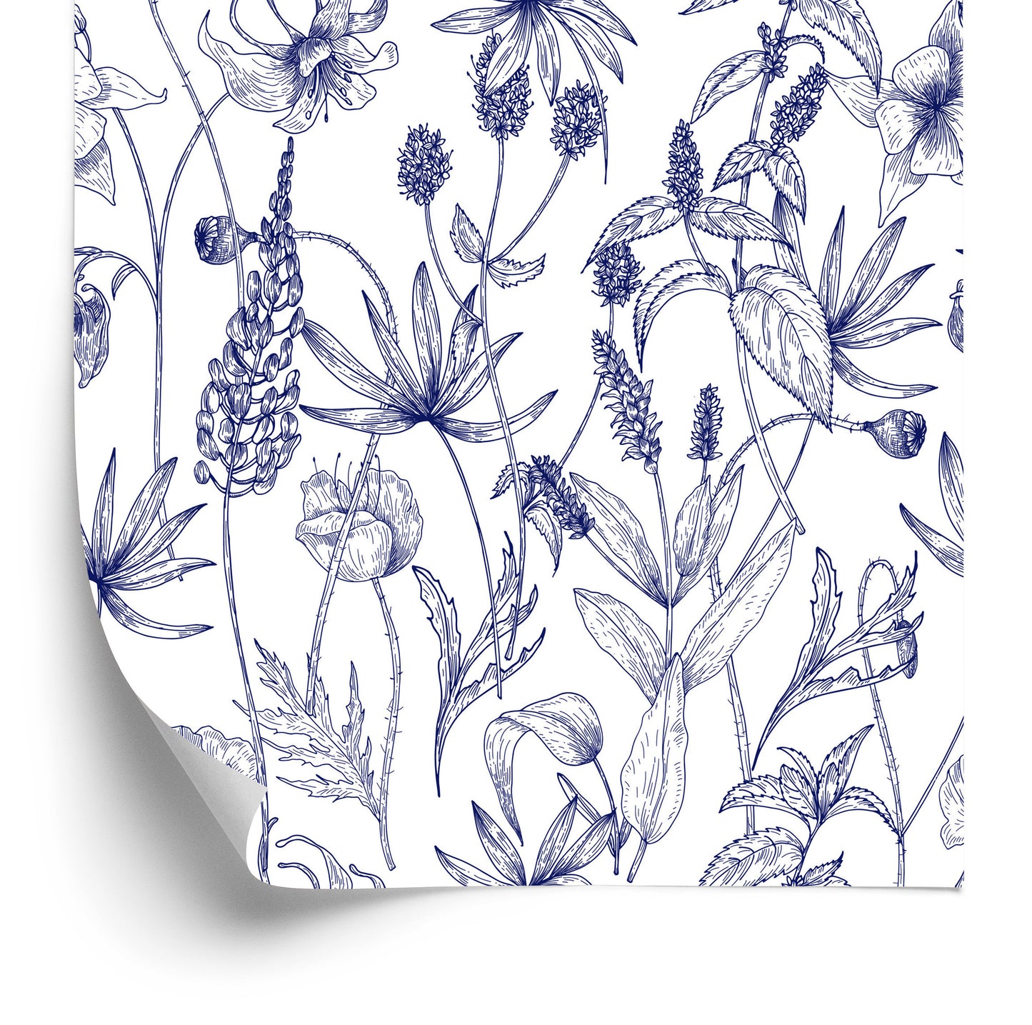Wallpaper Retro - Hand Drawn Wild Flowers And Herbs