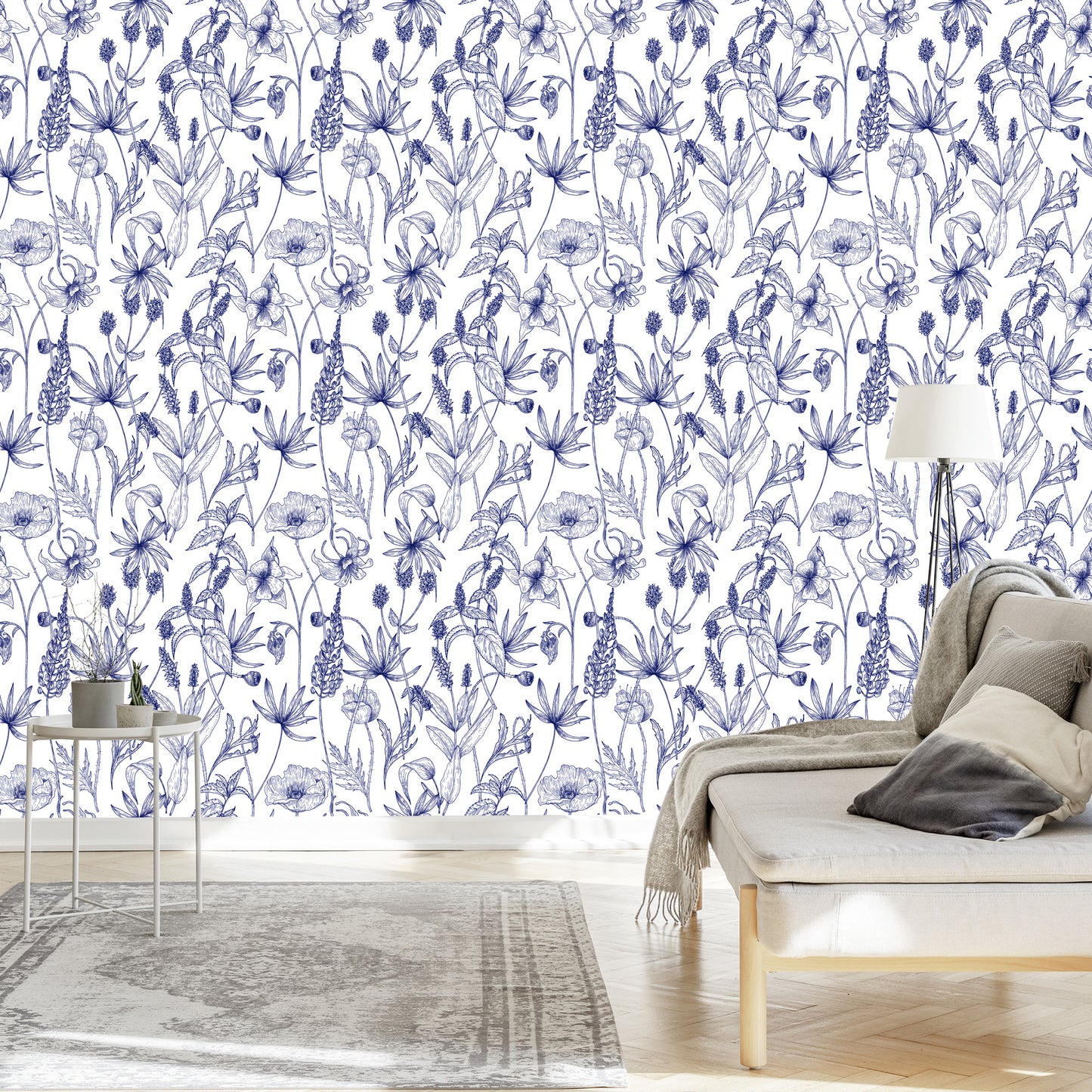 Wallpaper Retro - Hand Drawn Wild Flowers And Herbs