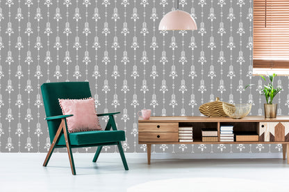 Wallpaper Artistic White Pattern In Retro Style