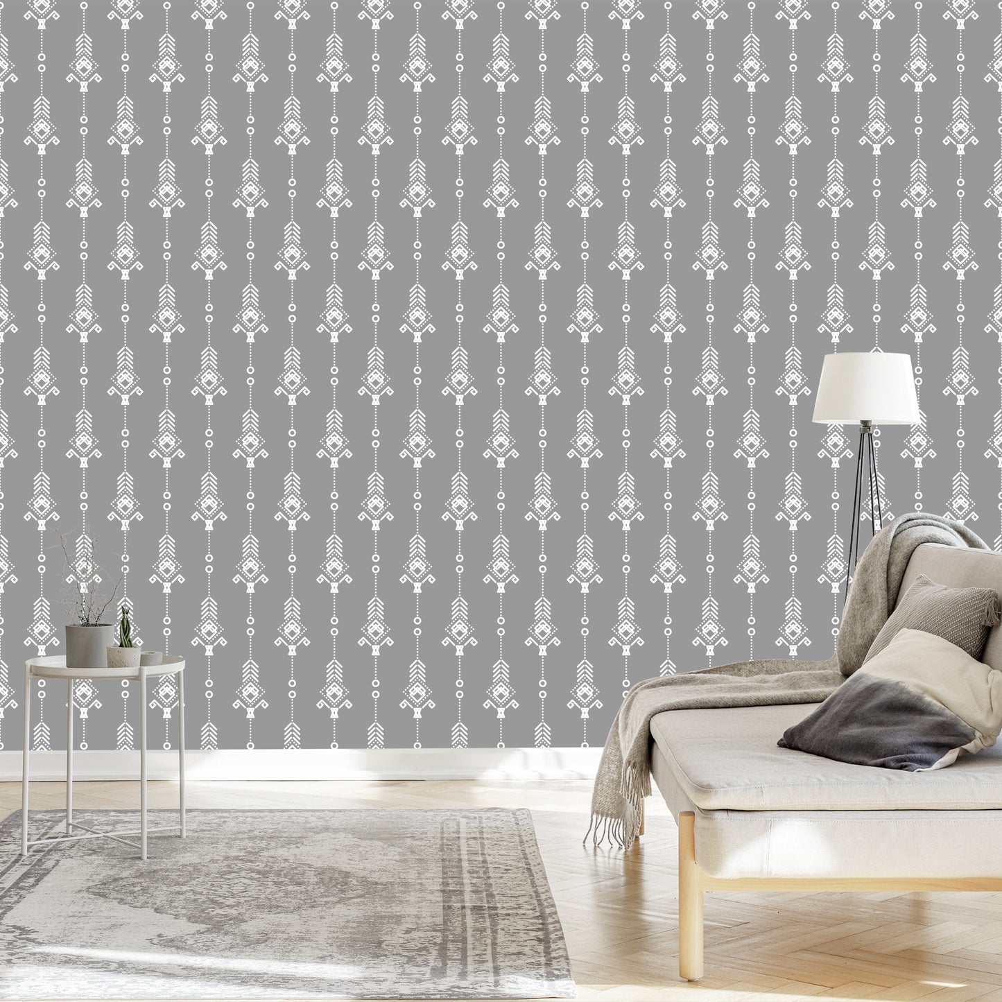 Wallpaper Artistic White Pattern In Retro Style