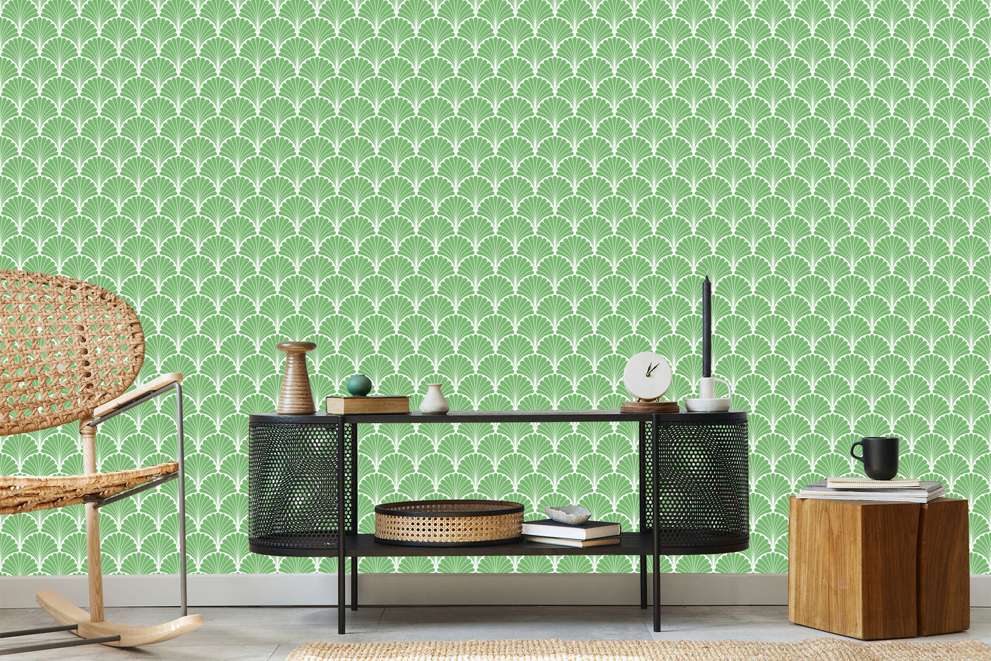 Wallpaper Retro - Geometric Decorative Leaves
