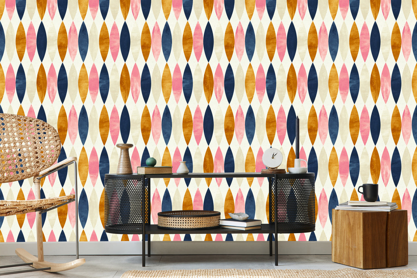 Wallpaper Retro Patterns In Pastel Colors