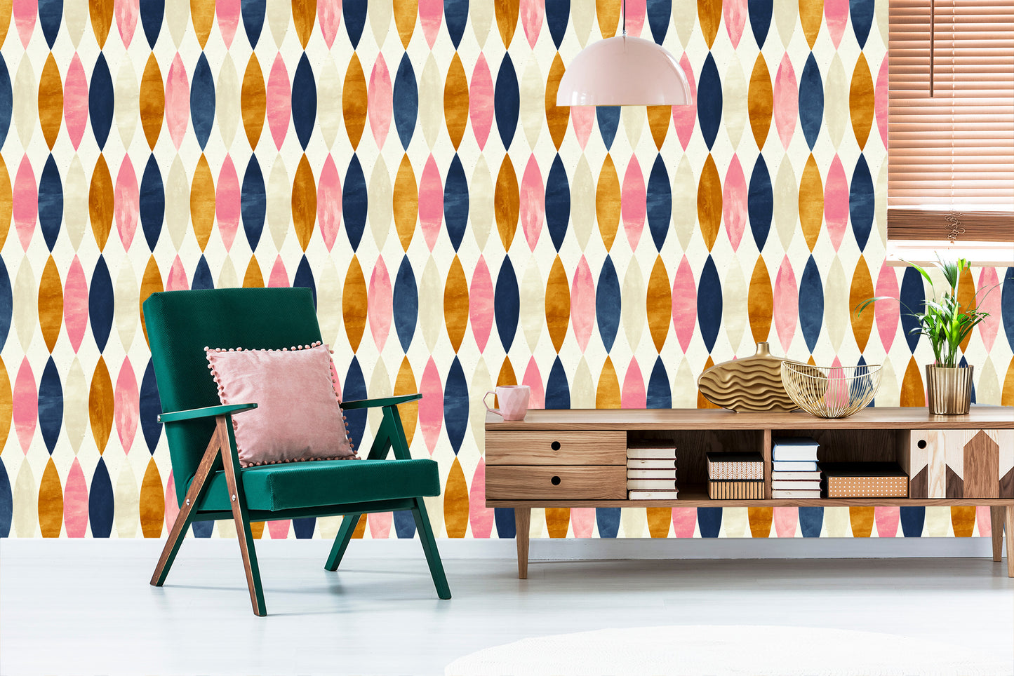 Wallpaper Retro Patterns In Pastel Colors