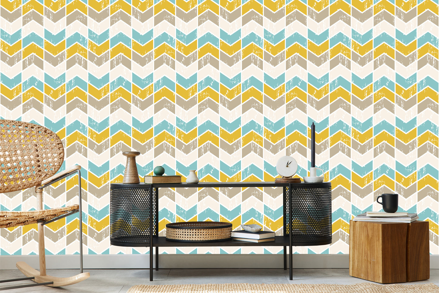 Wallpaper Colorful Retro Geometric Patterns