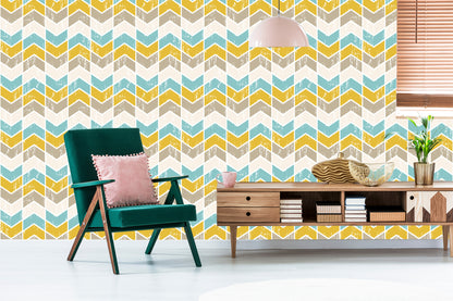 Wallpaper Colorful Retro Geometric Patterns