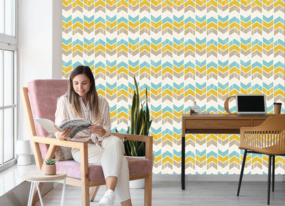 Wallpaper Colorful Retro Geometric Patterns