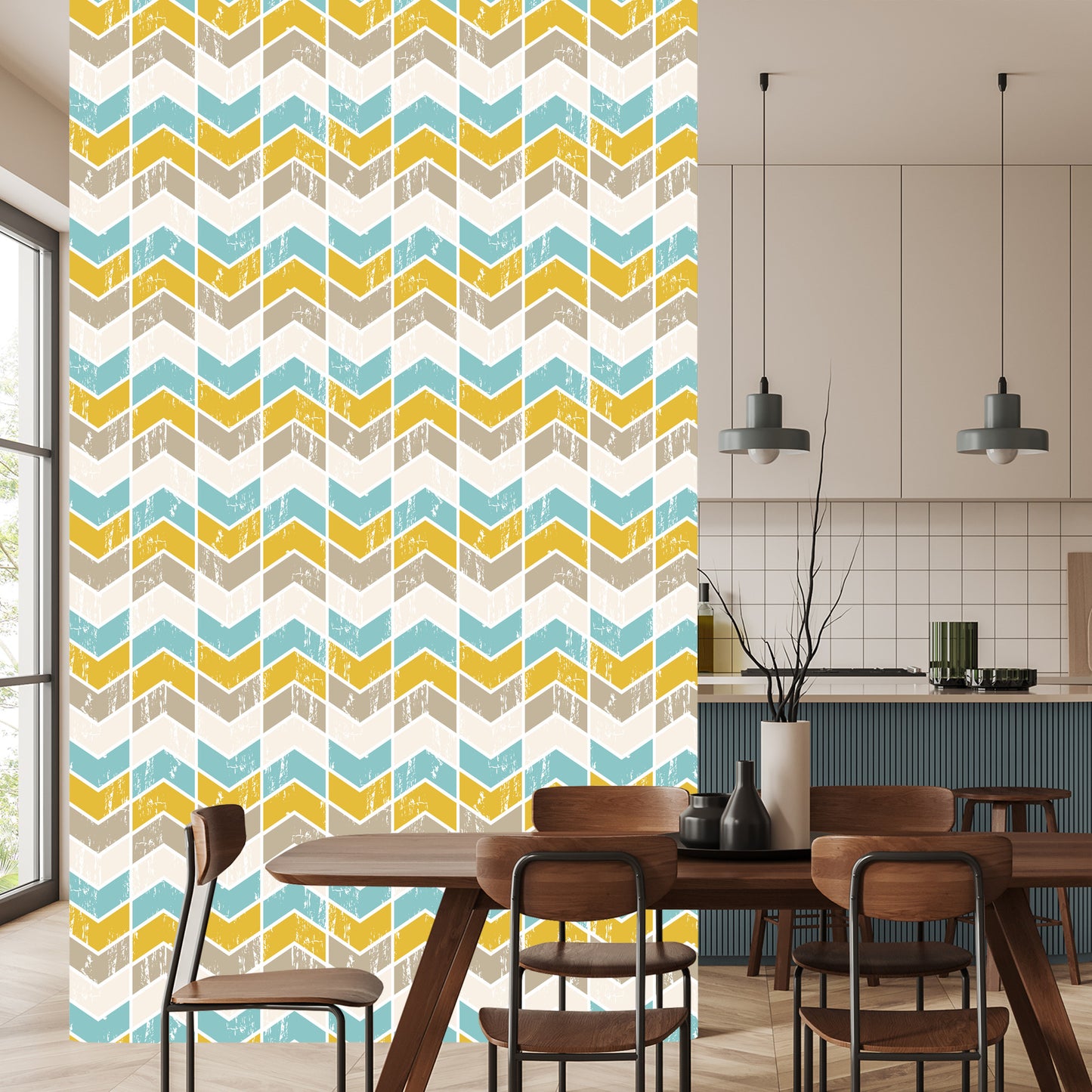 Wallpaper Colorful Retro Geometric Patterns