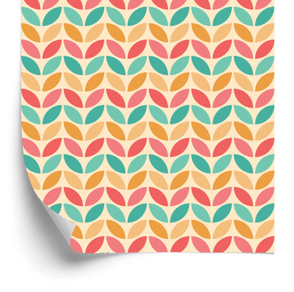 Wallpaper Colorful Leaves In Retro Style