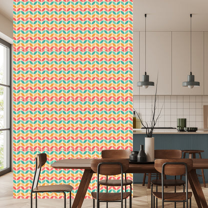 Wallpaper Colorful Leaves In Retro Style