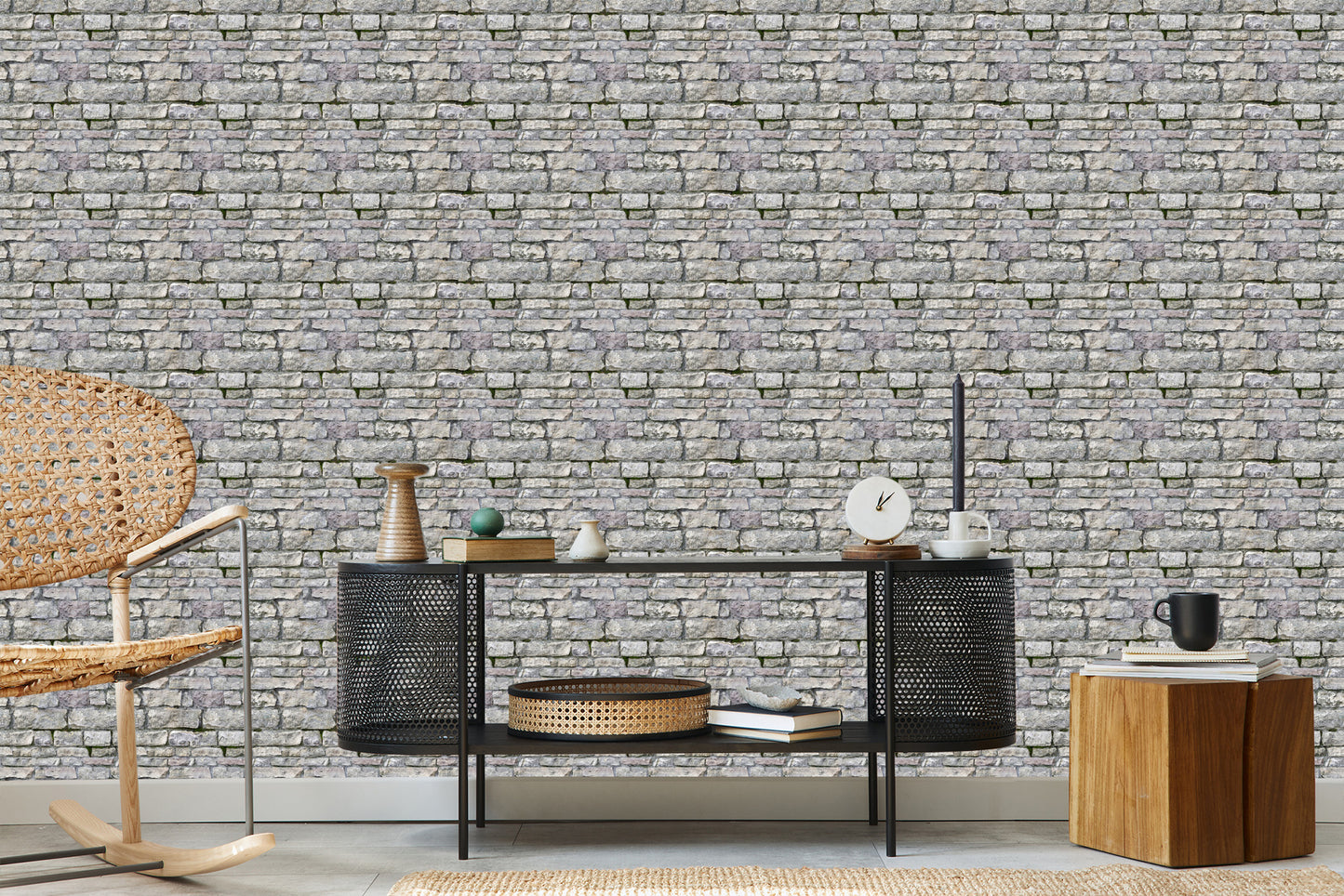 Wallpaper Old Brick In Shades Of Gray